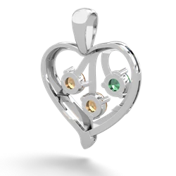 Lab Emerald Glowing Heart 14K White Gold pendant P2233