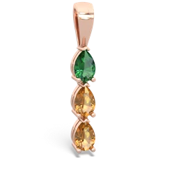 Lab Emerald Dew Drops 14K Rose Gold pendant P2251