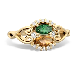 Lab Emerald Love Nest 14K Yellow Gold ring R5860