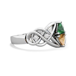 Lab Emerald Keepsake Celtic Knot 14K White Gold ring R5300