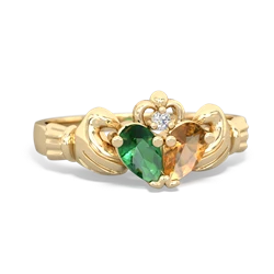 Lab Emerald 'Our Heart' Claddagh 14K Yellow Gold ring R2388