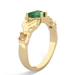 Lab Emerald Claddagh Keepsake 14K Yellow Gold ring R5245