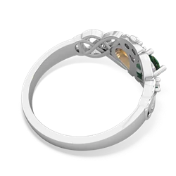 Lab Emerald 'One Heart' Celtic Knot Claddagh 14K White Gold ring R5322