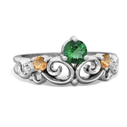 Lab Emerald Crown Keepsake 14K White Gold ring R5740