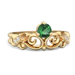 Lab Emerald Crown Keepsake 14K Yellow Gold ring R5740