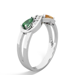 Lab Emerald Diamond Infinity 14K White Gold ring R5390