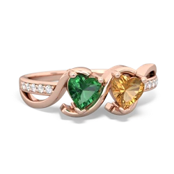 Lab Emerald Side By Side 14K Rose Gold ring R3090