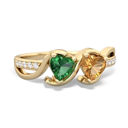 Lab Emerald Side By Side 14K Yellow Gold ring R3090