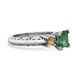 Lab Emerald Eternal Embrace Engagement 14K White Gold ring C2001