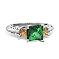 Lab Emerald Eternal Embrace Engagement 14K White Gold ring C2001