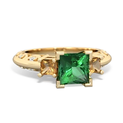 Lab Emerald Eternal Embrace Engagement 14K Yellow Gold ring C2001