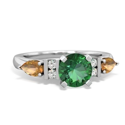 Lab Emerald 6Mm Round Eternal Embrace Engagement 14K White Gold ring R2005