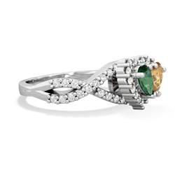 Lab Emerald Diamond Twist 'One Heart' 14K White Gold ring R2640HRT