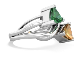 Lab Emerald Split Band Swirl 14K White Gold ring R2341