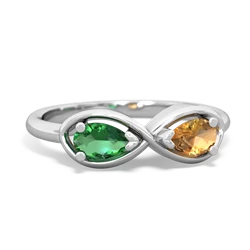 Lab Emerald Infinity 14K White Gold ring R5050