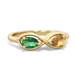 Lab Emerald Infinity 14K Yellow Gold ring R5050