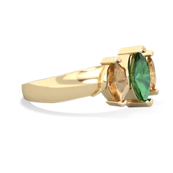 Lab Emerald Three Peeks 14K Yellow Gold ring R2433