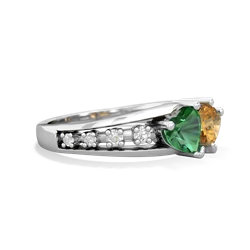 Lab Emerald Heart To Heart 14K White Gold ring R3342