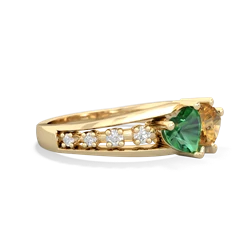 Lab Emerald Heart To Heart 14K Yellow Gold ring R3342