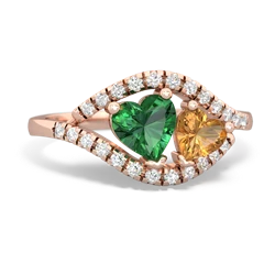 Lab Emerald Mother And Child 14K Rose Gold ring R3010