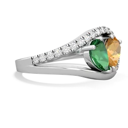 Lab Emerald Nestled Heart Keepsake 14K White Gold ring R5650