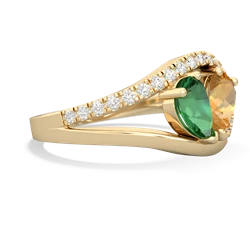 Lab Emerald Nestled Heart Keepsake 14K Yellow Gold ring R5650