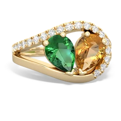 Lab Emerald Nestled Heart Keepsake 14K Yellow Gold ring R5650