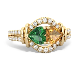 Lab Emerald Art-Deco Keepsake 14K Yellow Gold ring R5630