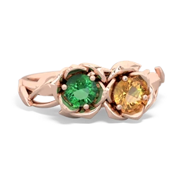 Lab Emerald Rose Garden 14K Rose Gold ring R5510