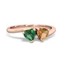 Lab Emerald Sweethearts 14K Rose Gold ring R5260