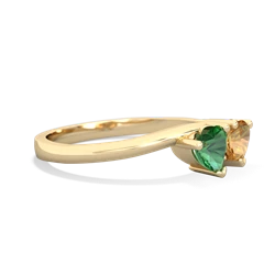 Lab Emerald Sweethearts 14K Yellow Gold ring R5260