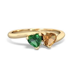 Lab Emerald Sweethearts 14K Yellow Gold ring R5260