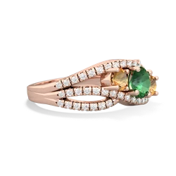 Lab Emerald Three Stone Aurora 14K Rose Gold ring R3080