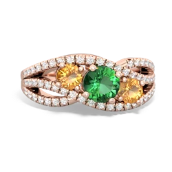 Lab Emerald Three Stone Aurora 14K Rose Gold ring R3080