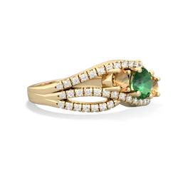 Lab Emerald Three Stone Aurora 14K Yellow Gold ring R3080