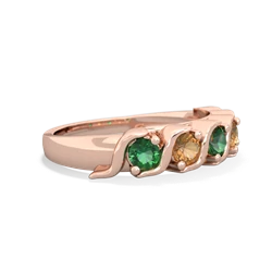 Lab Emerald Anniversary Band 14K Rose Gold ring R2089