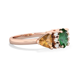 Lab Emerald Antique Style Three Stone 14K Rose Gold ring R2186