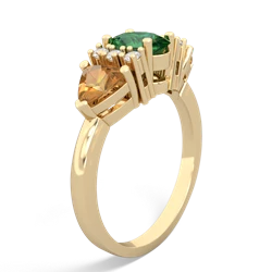 Lab Emerald Antique Style Three Stone 14K Yellow Gold ring R2186