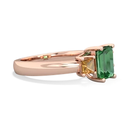 Lab Emerald Three Stone Emerald-Cut Trellis 14K Rose Gold ring R4021