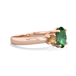 Lab Emerald Three Stone Oval Trellis 14K Rose Gold ring R4024