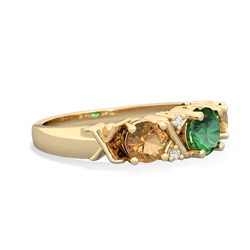 Lab Emerald Hugs And Kisses 14K Yellow Gold ring R5016