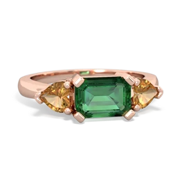 Lab Emerald Three Stone 14K Rose Gold ring R5235