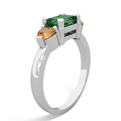 Lab Emerald Three Stone 14K White Gold ring R5235