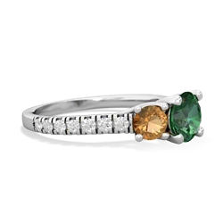 Lab Emerald Pave Trellis 14K White Gold ring R5500