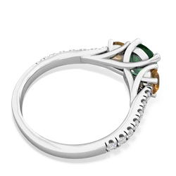 Lab Emerald Pave Trellis 14K White Gold ring R5500