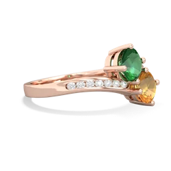 Lab Emerald Channel Set Two Stone 14K Rose Gold ring R5303