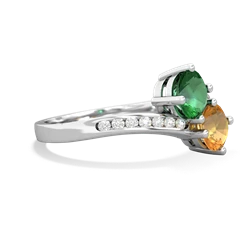 Lab Emerald Channel Set Two Stone 14K White Gold ring R5303