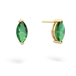 Lab Emerald 8X4mm Marquise Stud 14K Yellow Gold earrings E1701