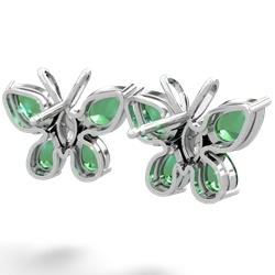 Lab Emerald Butterfly 14K White Gold earrings E2215