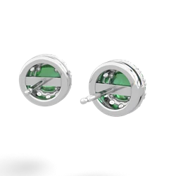 Lab Emerald Diamond Halo 14K White Gold earrings E5370